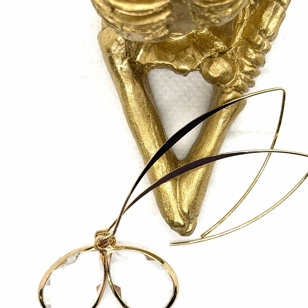 Gold Teardrop Crystal Drop Earrings - Women Accessories - Picture 3 of 5